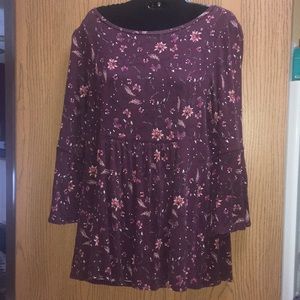 Floral Burgundy Bell sleeve Top